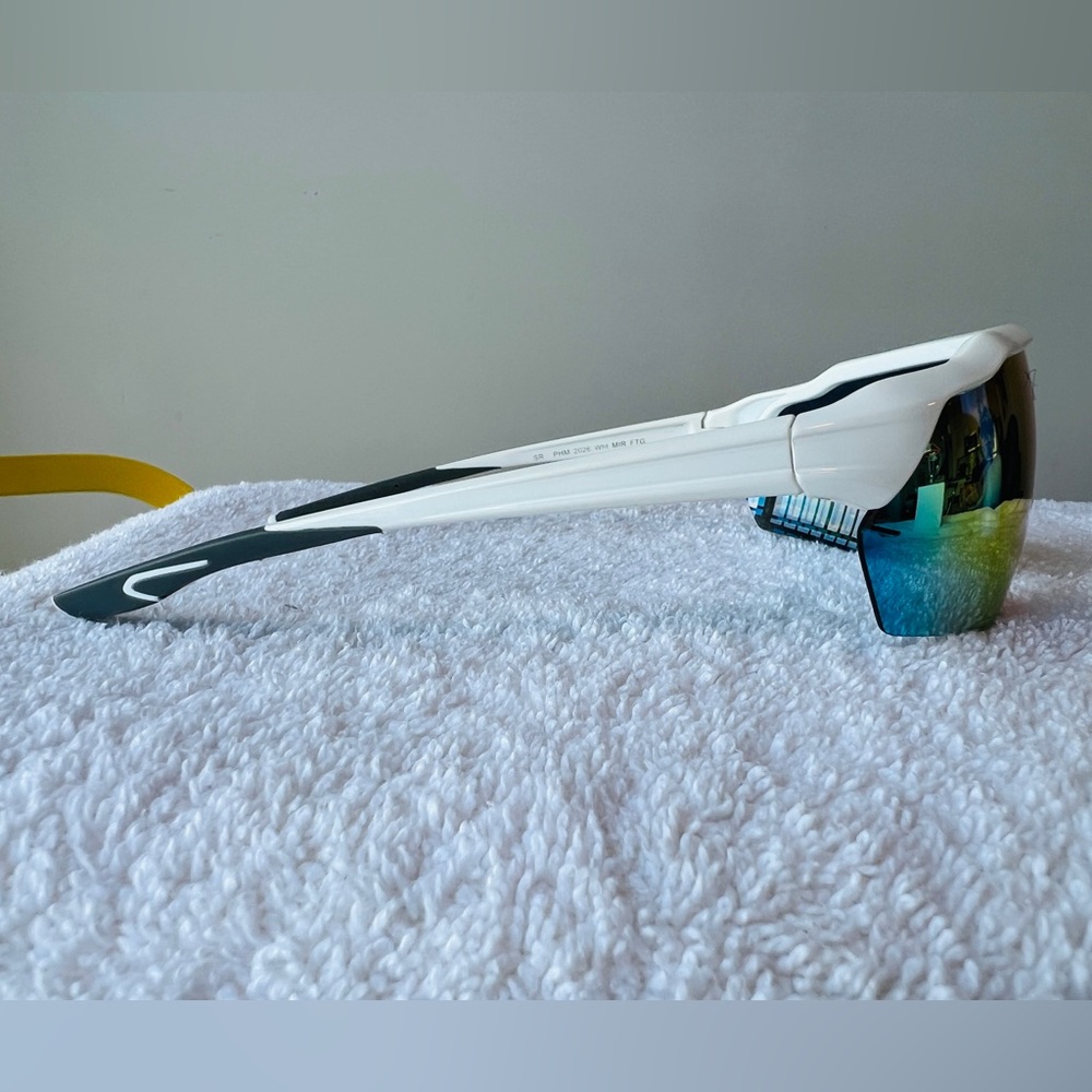 Men’s / Unisex Sunglasses - Two Pair - Green Wayfarer & White Rainbow Shield - Picture 2 of 10